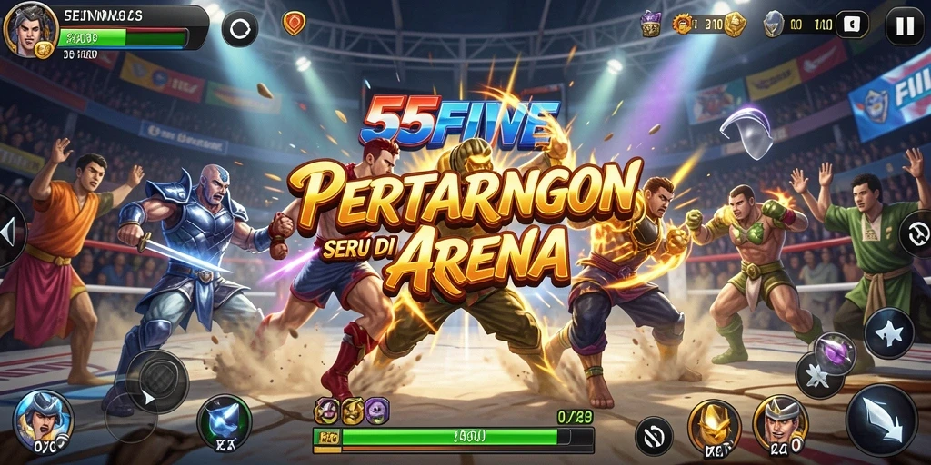 Gambar pertarungan epik dalam game 55FIVE.