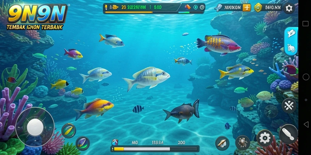Tangkapan layar dari gameplay menarik 9N9N Tembak Ikan.