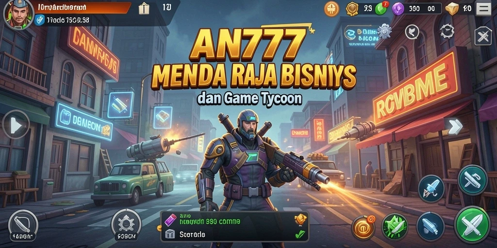 Tampilan gameplay dalam AN777 yang menampilkan strategi bisnis dan manajemen.