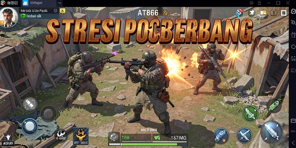 Screenshot gameplay AT866 menunjukkan pertempuran mendebarkan antara pasukan.