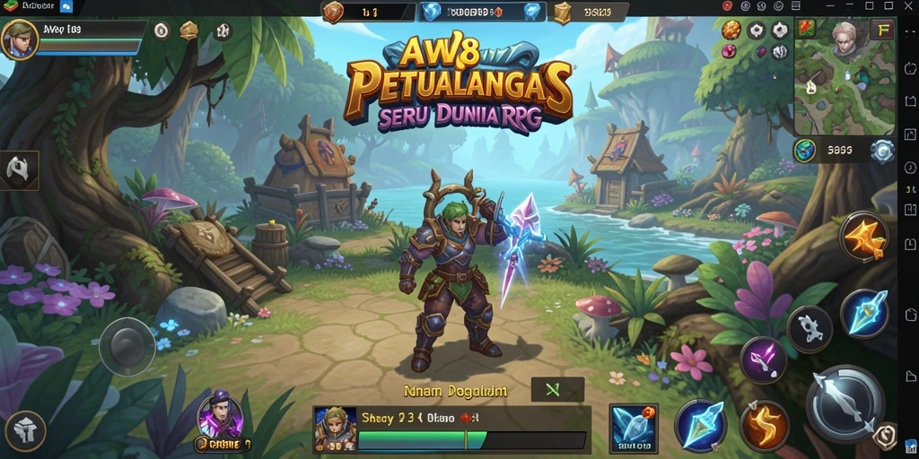 Tampilan gameplay menakjubkan dari AW8 dengan petualangan RPG yang seru.