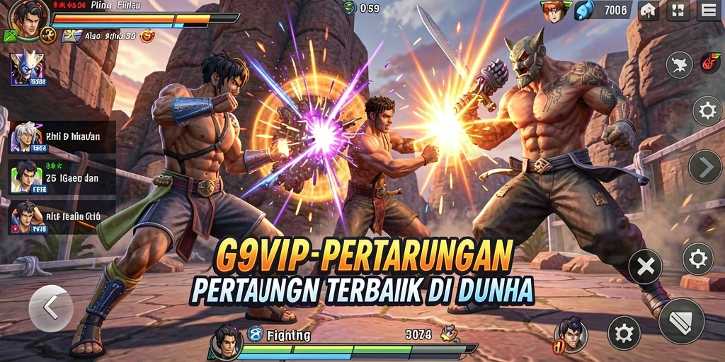 Tampilan gameplay yang memukau dari G9VIP saat pertarungan berlangsung.