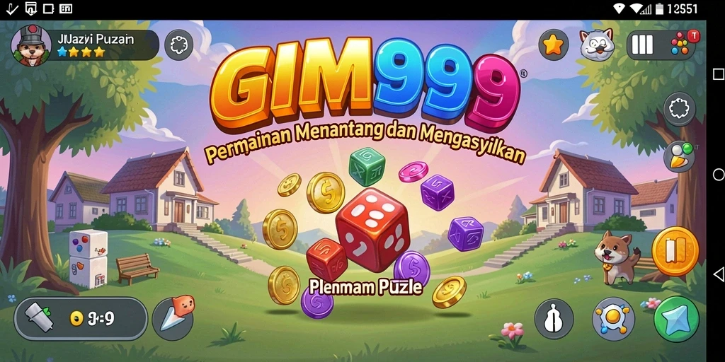 Screenshot utama GIM999 menampilkan gameplay Puzzle yang mendebarkan.