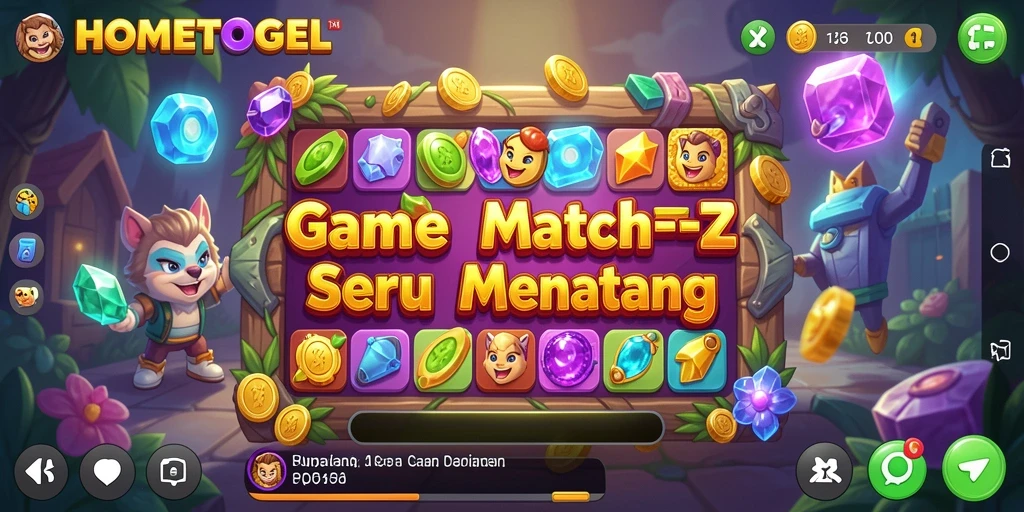 Tampilan menarik dari gameplay seru Match-3 HOMETOGEL.