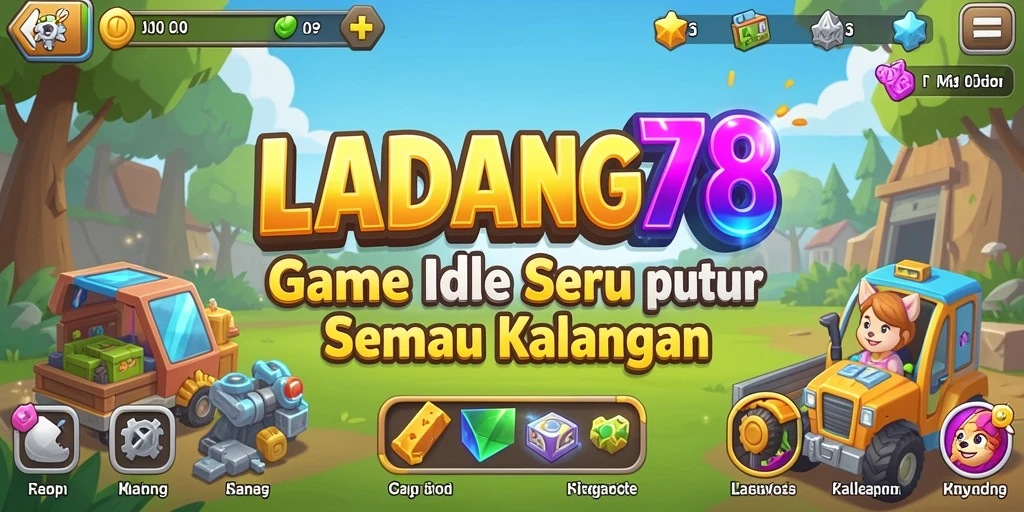 Screenshot menunjukkan gameplay interaktif dan ladang yang berkembang.