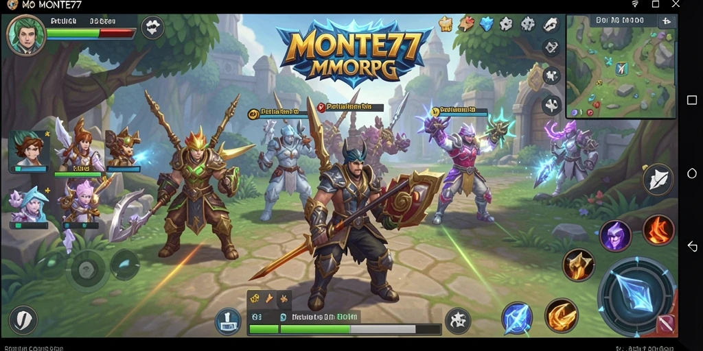 Screenshot gameplay MONTE77 yang menunjukkan pertempuran seru antar pemain.