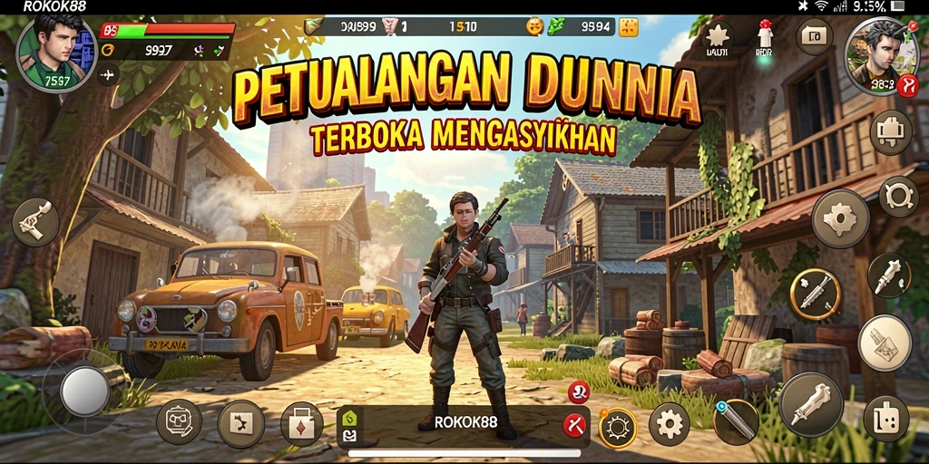 Tangkapan layar gameplay ROKOK88 menampilkan aksi eksplorasi yang mendebarkan.